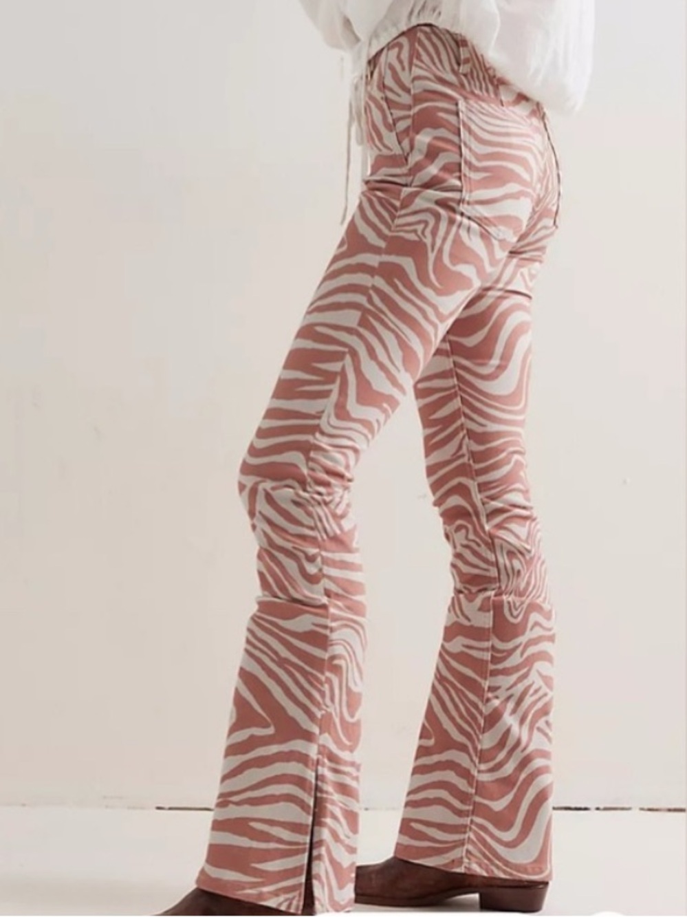 NWT Free people we the free camel zebra print crop flare pant size 27 short